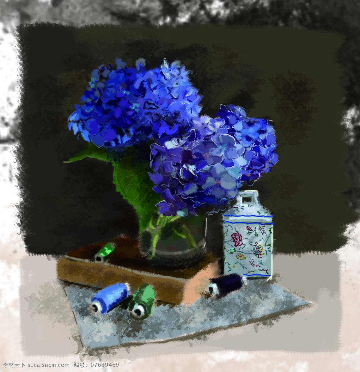 花瓶 绘画书法 静物 瓶子 手绘 文化艺术 油画风格 组合 设计素材 模板下载 手绘静物组合 手绘创意 家居装饰素材
