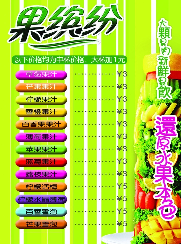果冰粉 果茶 水果 果汁 分层 源文件