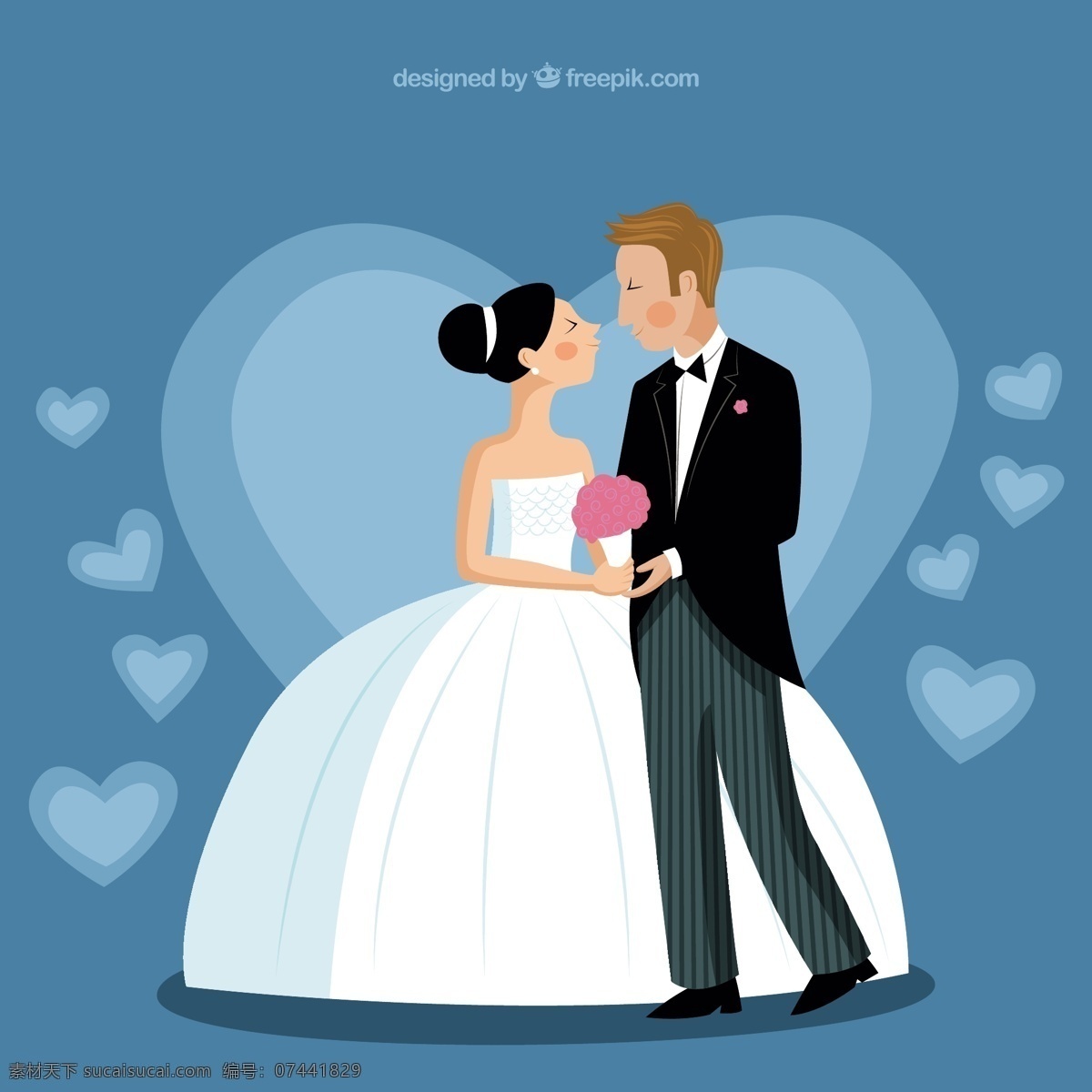 新娘和新郎 插图 结婚 爱情 新娘 白色