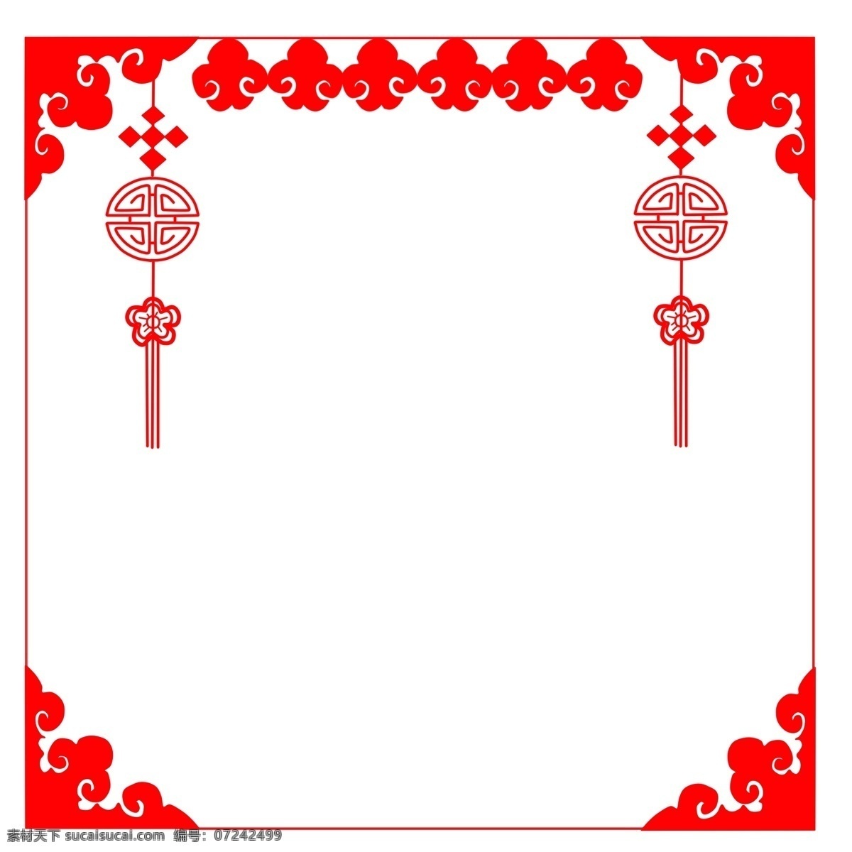 红色 喜庆 祥云 边框 中国 风 挂件 装饰 漂亮的边框 新年边框 手绘 挂饰
