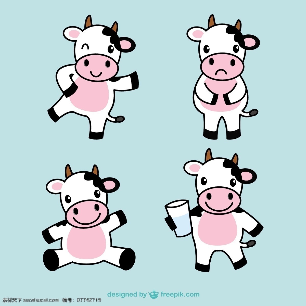 可爱 奶牛 插图 动物 性格 牛奶 可爱的插图 可爱的