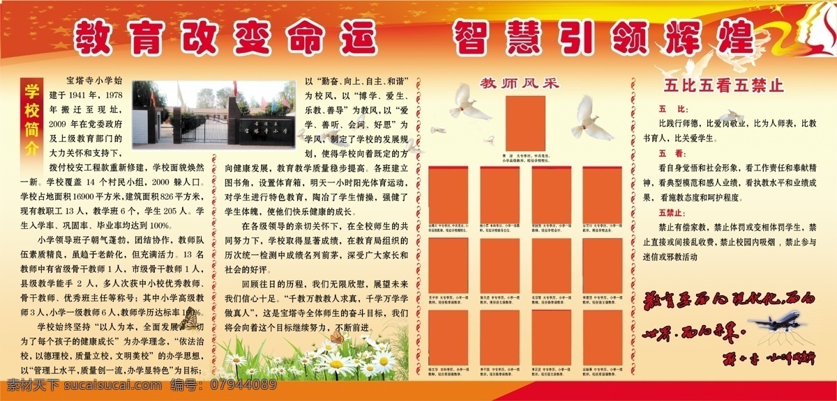背景 分层素材 广告设计模板 学校展板 源文件 展板模板 展板模版 教育改变命运 智慧引领辉煌 展板设计 其他展板设计
