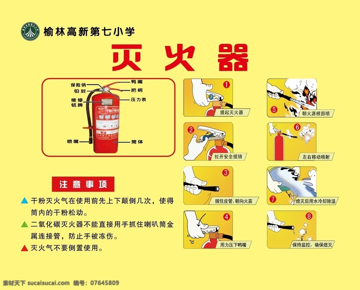 灭火器结构 消防栓 防火 使用步骤 干粉灭火器