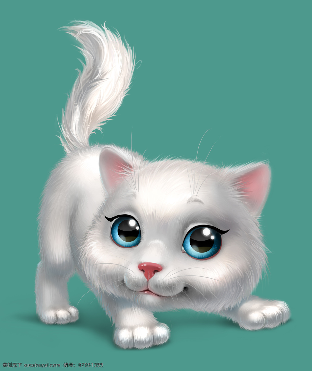 白色 可爱 小猫 卡通猫 猫咪 3d动物 立体动物 陆地动物 动物世界 卡通动物 漫画动物 其他类别 生活百科