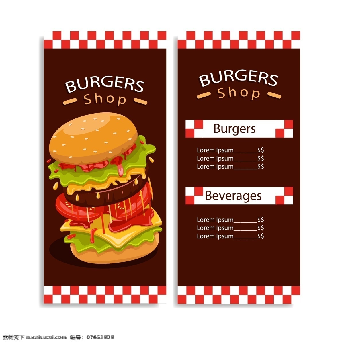 卡通 快餐 汉堡 宣传单 手绘 西餐
