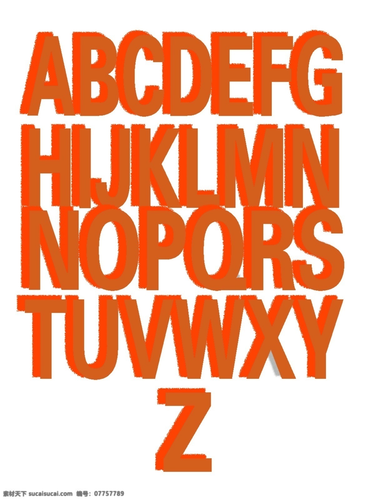 橙色 创意 立体 阴影 英文 字母 英文字母 英语 语音 橘色 二十六字母