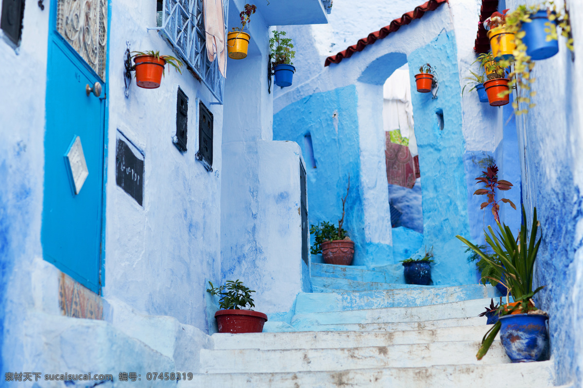 舍夫 沙 万 小巷 阶梯 台阶 舍夫沙万 城市风景 摩洛哥风光 美丽风景 旅游风光 风景摄影 美丽景色 城市风光 环境家居 蓝色