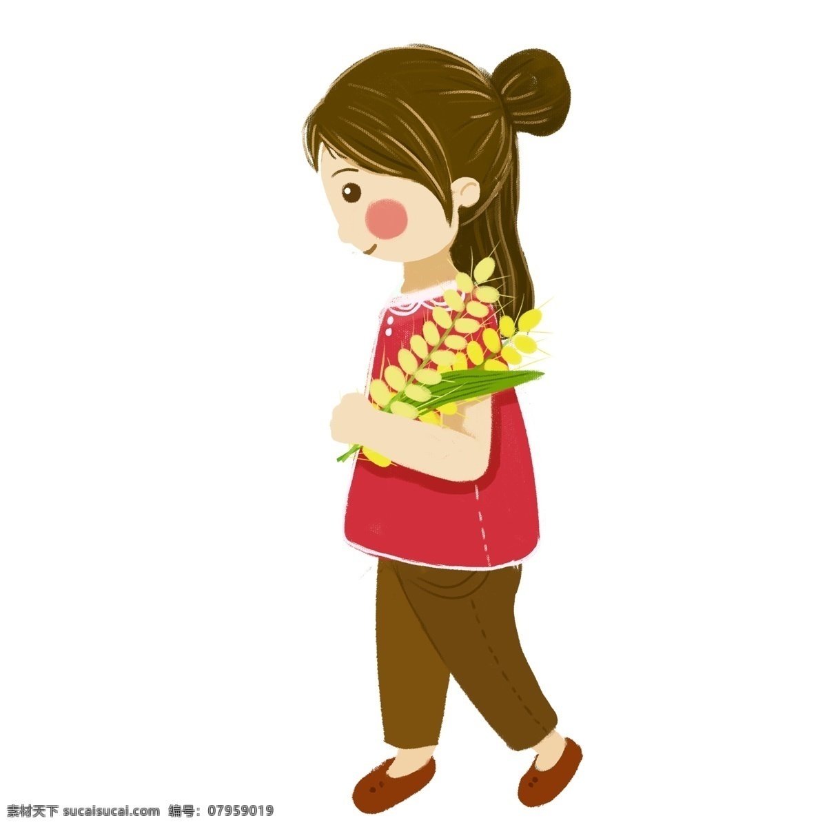麦穗 女孩 元素 卡通人物 人物元素 小麦 人物 元素设计 简约 创意元素 psd元素 免抠元素