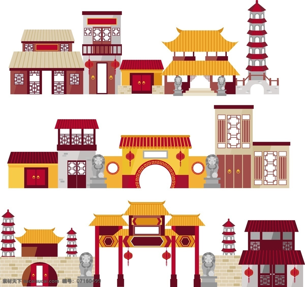 复古 风格 中国 古建筑 复古风建筑 中国古建筑 古代房屋 中国风建筑 卡通建筑物 自然景观 人文景观