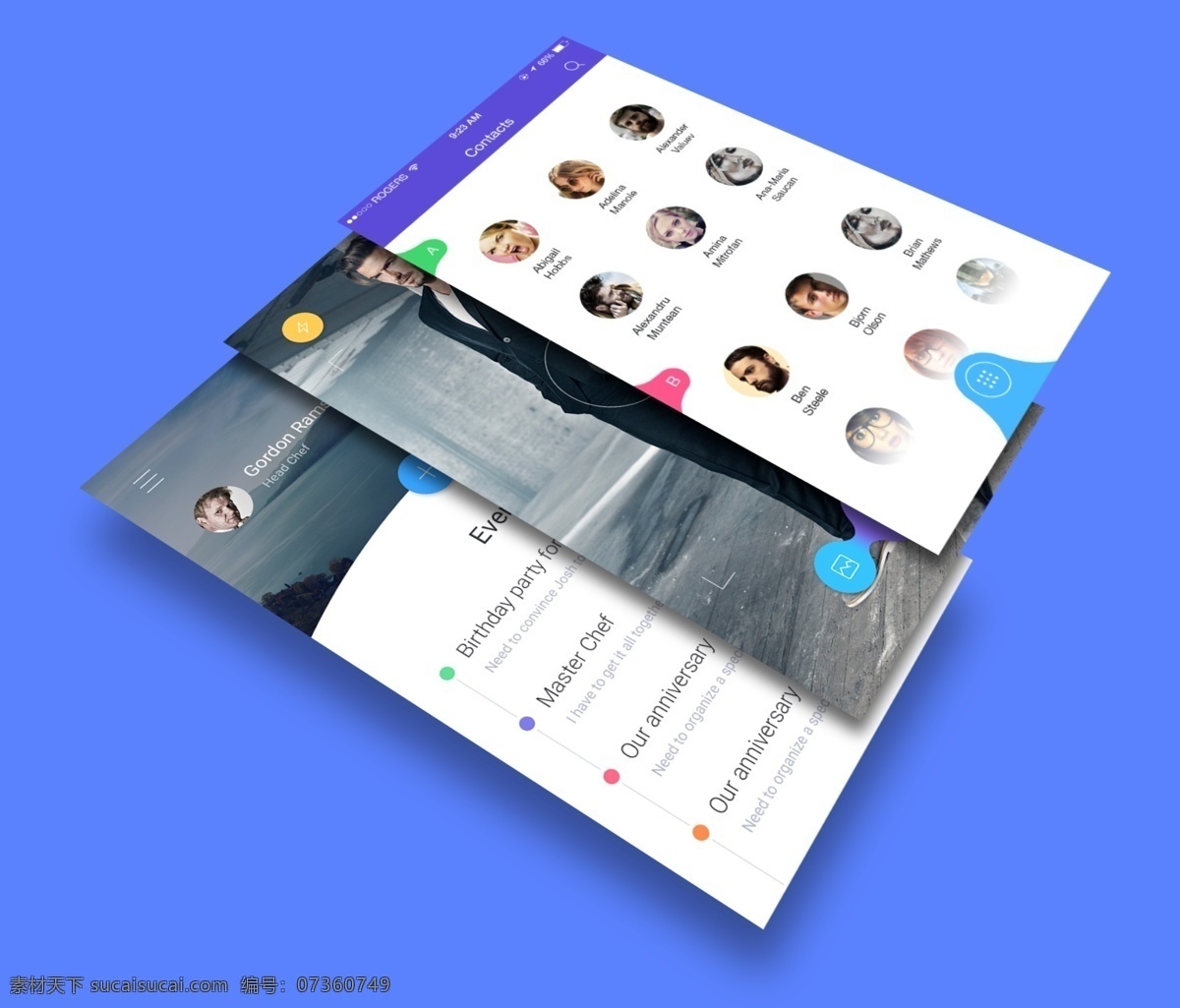 3d 透视 展示 app gui 界面的模板 ui界面 手机界面设计 ui界面设计 蓝色