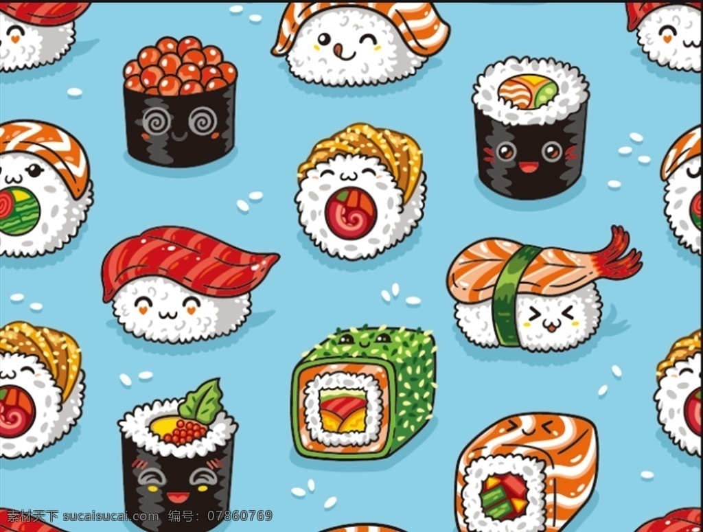 寿司 日本美食 日本元素 数码 印花