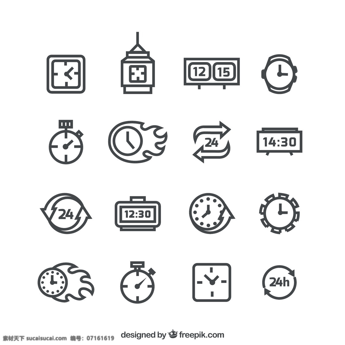黑色时钟 图标矢量 闹钟 电子时钟 钟表 计时器 时间 图标 挂表 时钟 矢量图 ai格式 标签 标志图标 其他图标