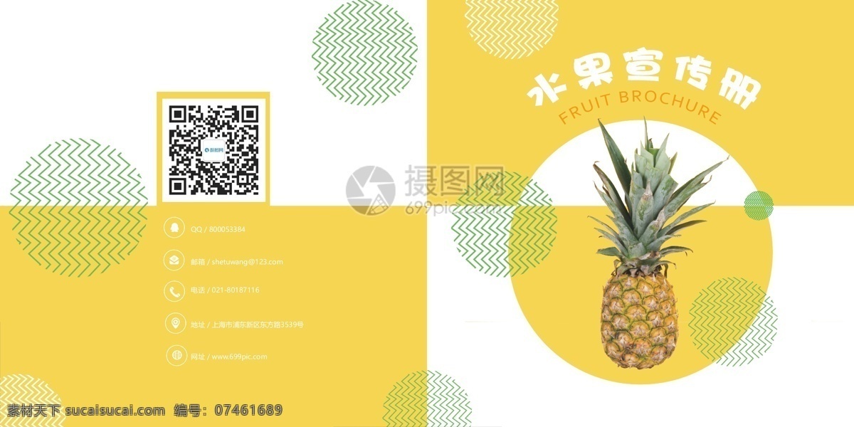 水果 宣传画册 封面 菠萝 果蔬 食物 黄色 圆形 波浪 规则线条 画册 画册封面 画册封面设计