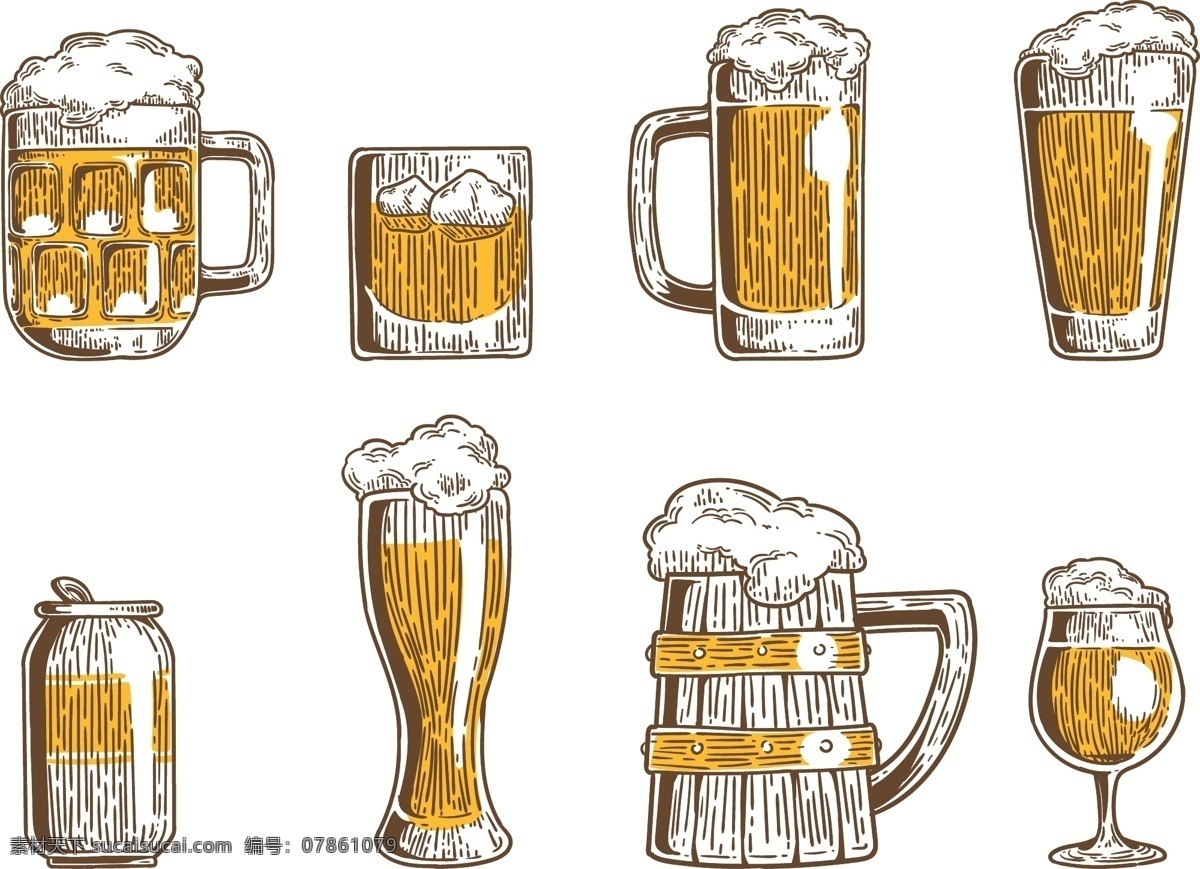 卡通杯 状 啤酒 图案 元素 卡通啤酒 彩铅啤酒 大杯啤酒 啤酒饮料图片 酒精