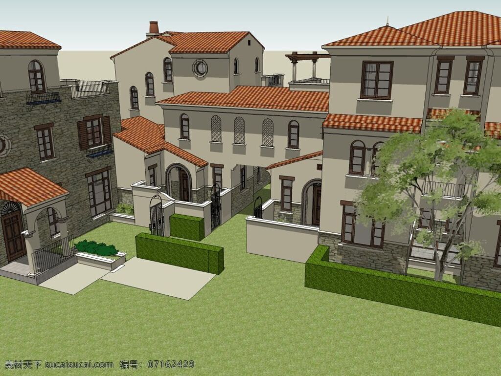 别墅模型 模型 别墅 建筑 外观 skp 灰色