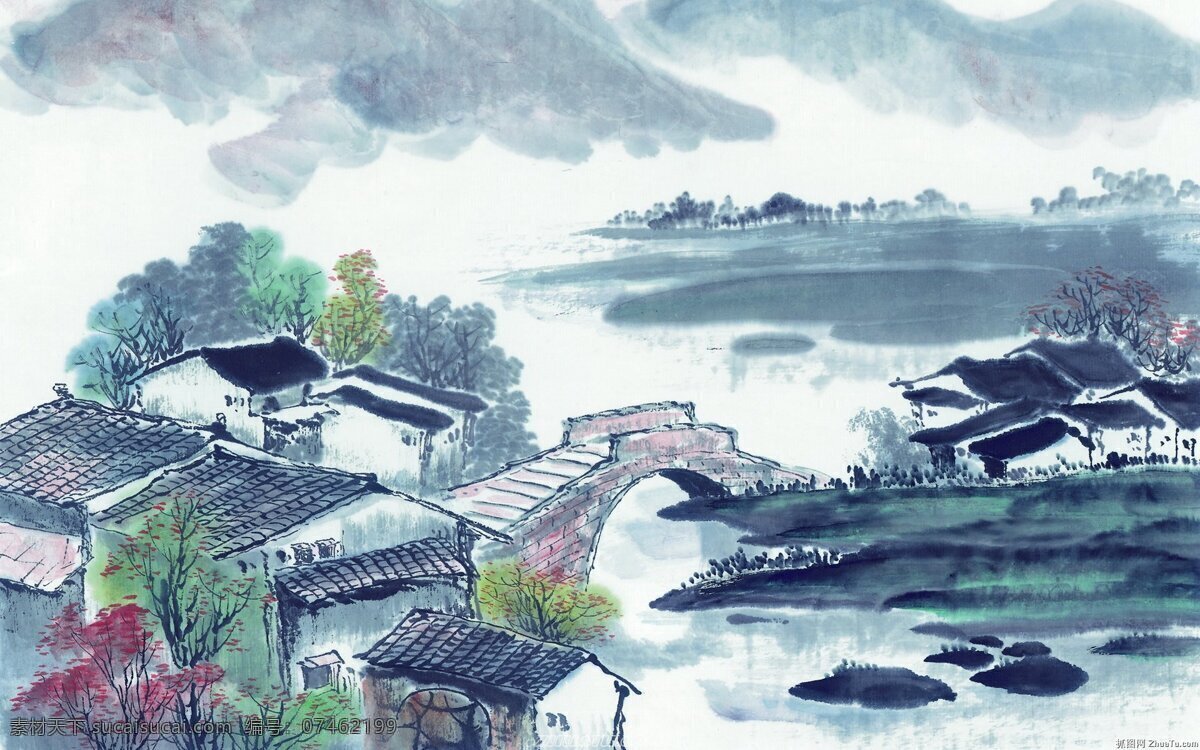 房屋免费下载 画 山水 水墨 水墨画 装饰素材 山水风景画