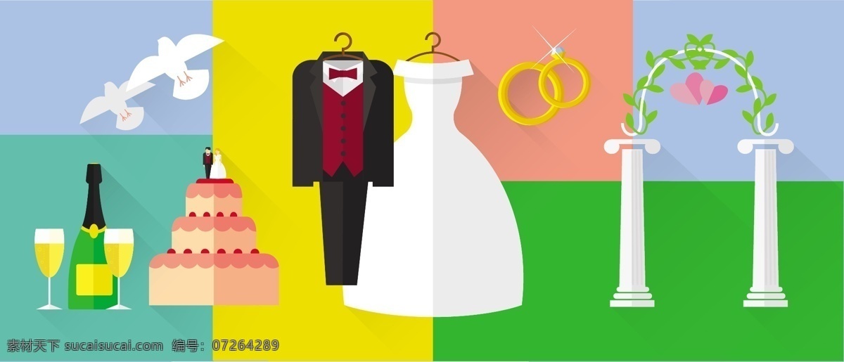 婚礼 婚纱 高清 矢量图 黄色
