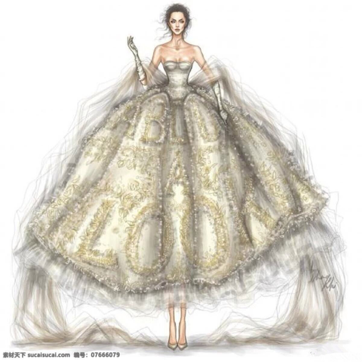 婚纱服装设计 欧式 婚纱 大气 手绘 简约 现代