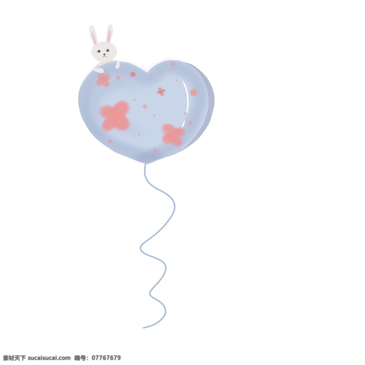 兔子 樱花 蓝色 气球 兔子气球 爱心气球