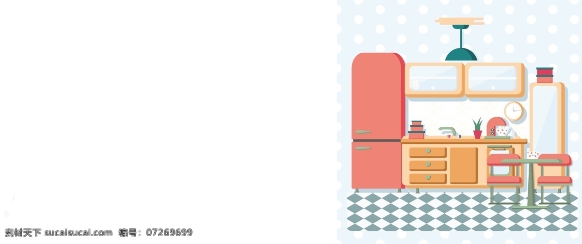 扁平老式厨房 扁平厨房 矢量厨房 厨房 卡通厨房 白色