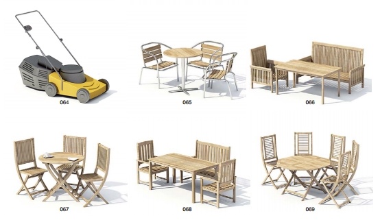户外桌椅 饭桌 休闲桌椅 3d模型 景观设施 庭院家具 max 白色