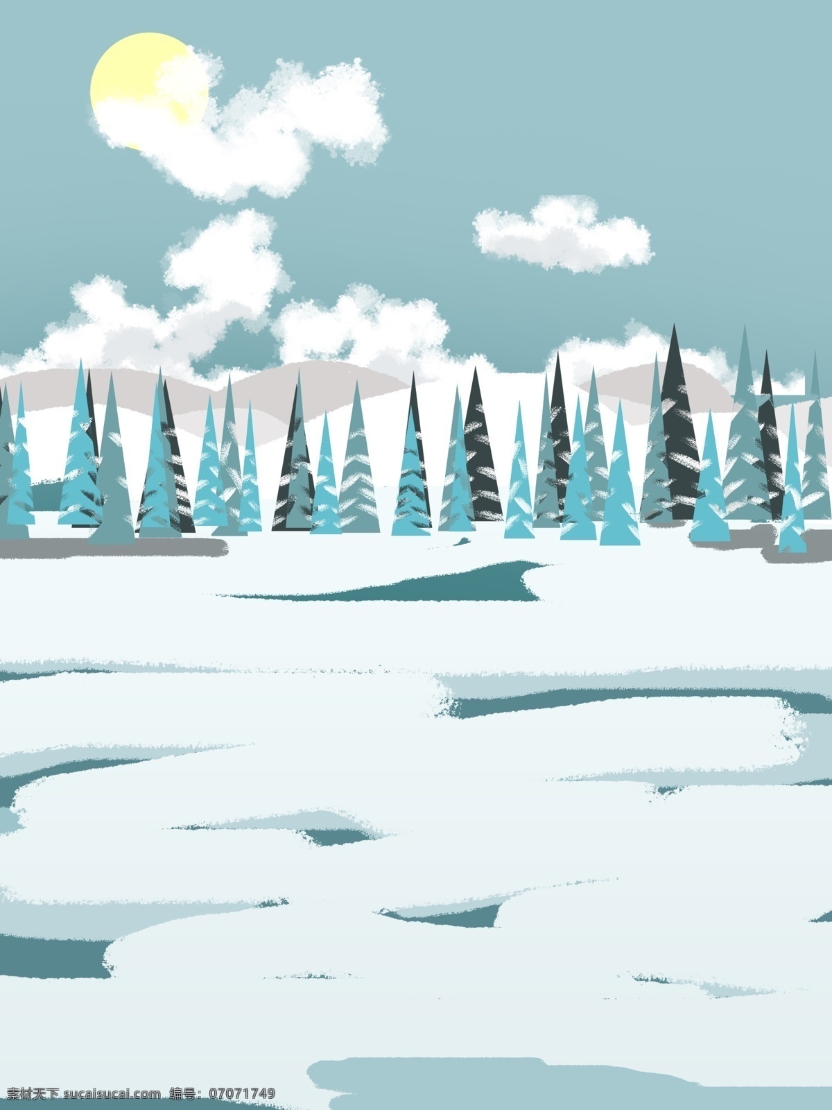 唯美 节气 小雪 雪地 树木 背景 彩绘 树林 背景设计 雪景 大雪 大雪背景 大雪风景 大雪节气