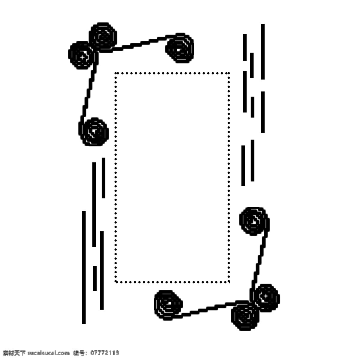 黑色 花纹 纹理 边框 装饰 商用 线条 简约 装饰素材 虚线 可商用 简约边框