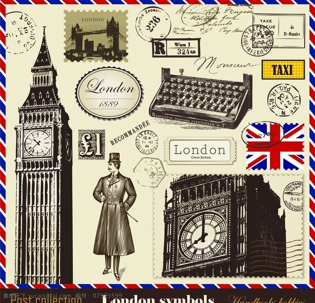 欧式印章戳印 欧式 印章 戳印 伊丽莎白塔 标贴 贵族 英国国旗 打字机 矢量素材 欧美 城市建筑 建筑家居 矢量
