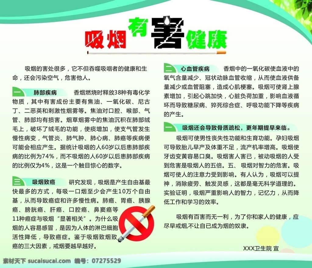 吸烟有害健康 饮食原则 展板 卫生院 健康展板 医院 宣传教育 香烟 基本公共卫生 宣传栏 第五期