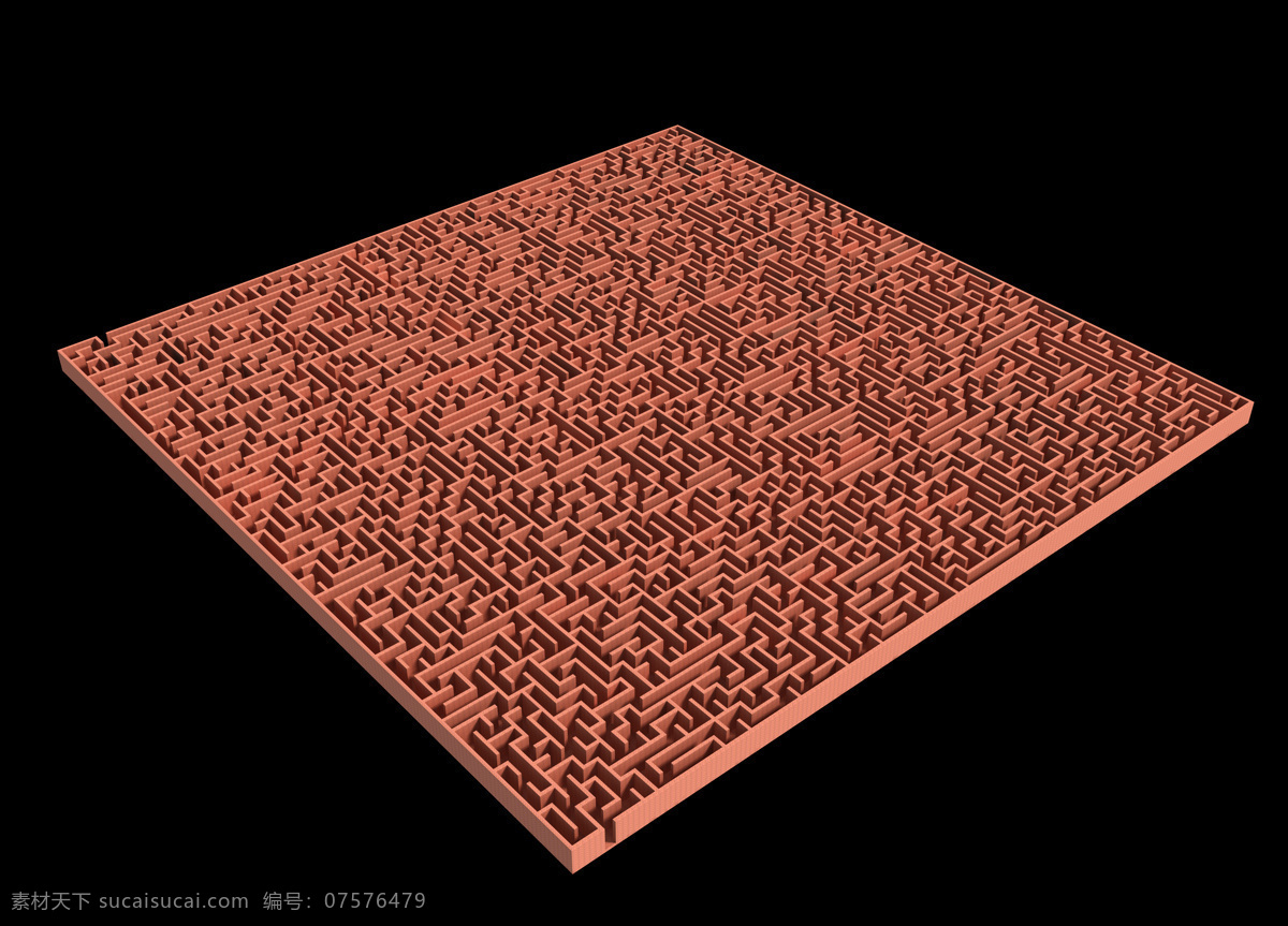 迷宫 红砖 砖纹 黑底 3d作品 3d设计