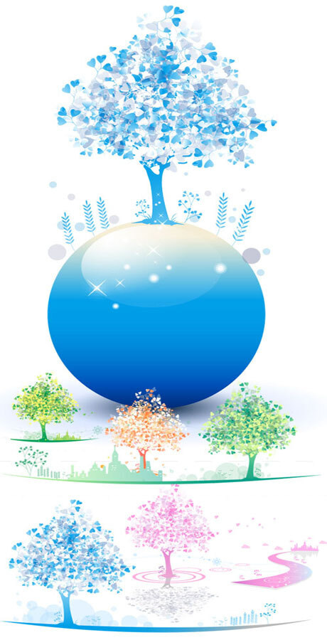 季节 树木 矢量图 其他矢量图