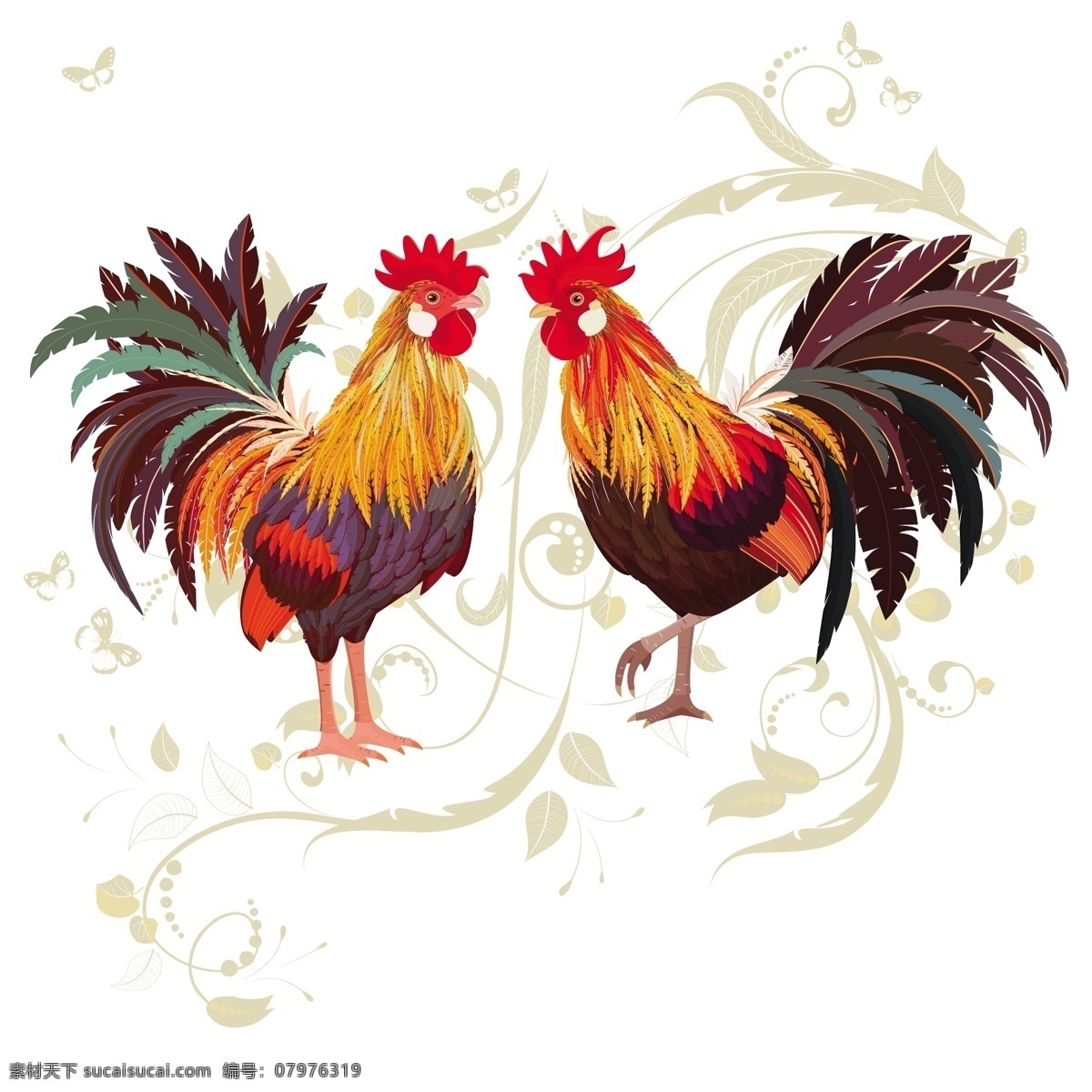 公鸡 鸡 卡通 可爱 扁平化 鸡年 小鸡 蛋壳 母鸡 母鸡生蛋 形象设计 海报 矢量图