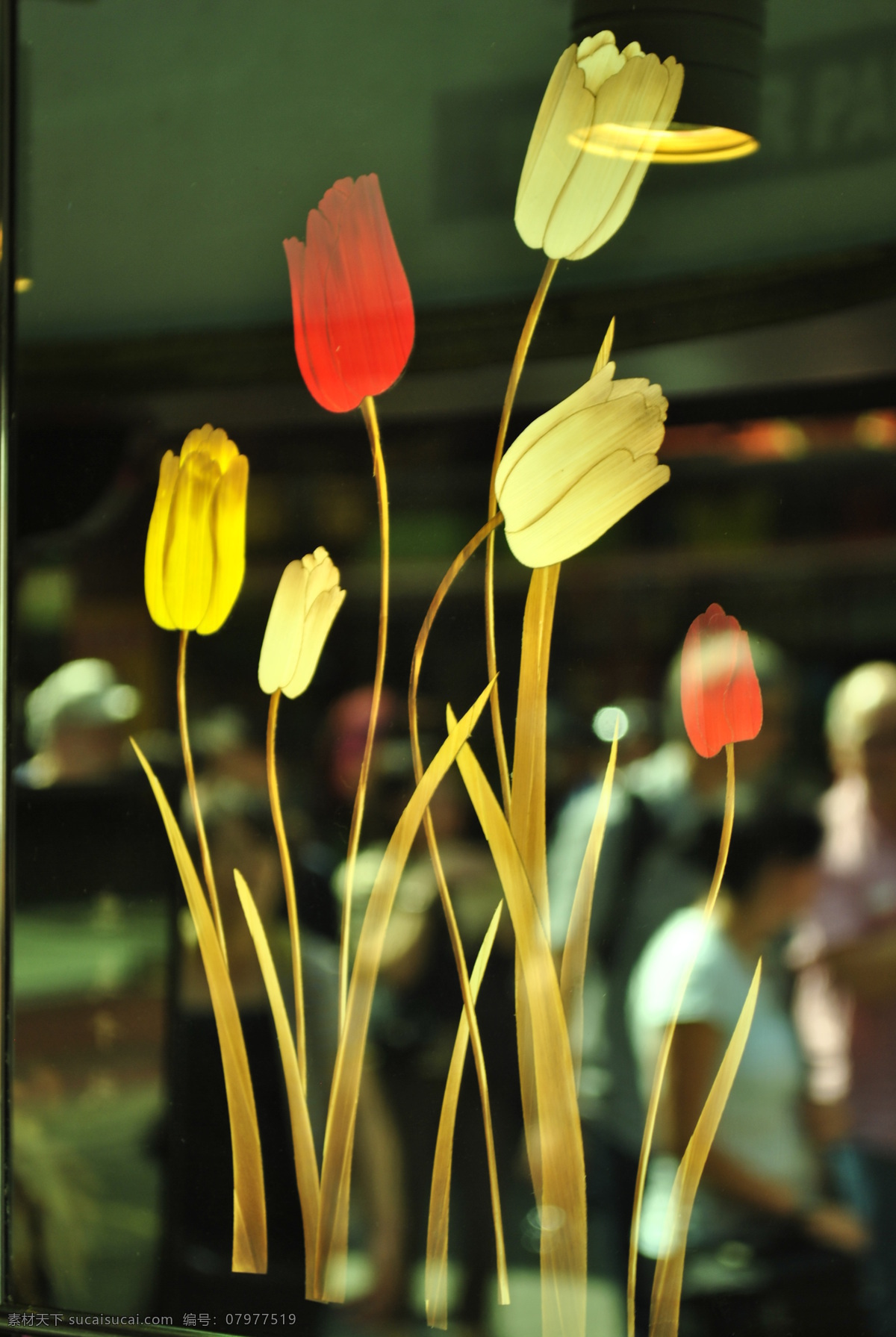 意境美 艺术 花朵 模糊人群 灯光 玻璃 传统文化 文化艺术
