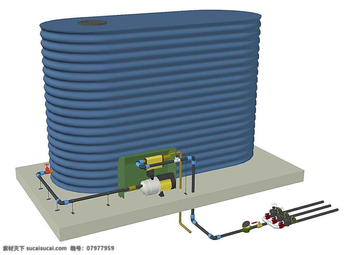 3d 国内 雨水 箱 雨水箱 泵 cad素材 cad