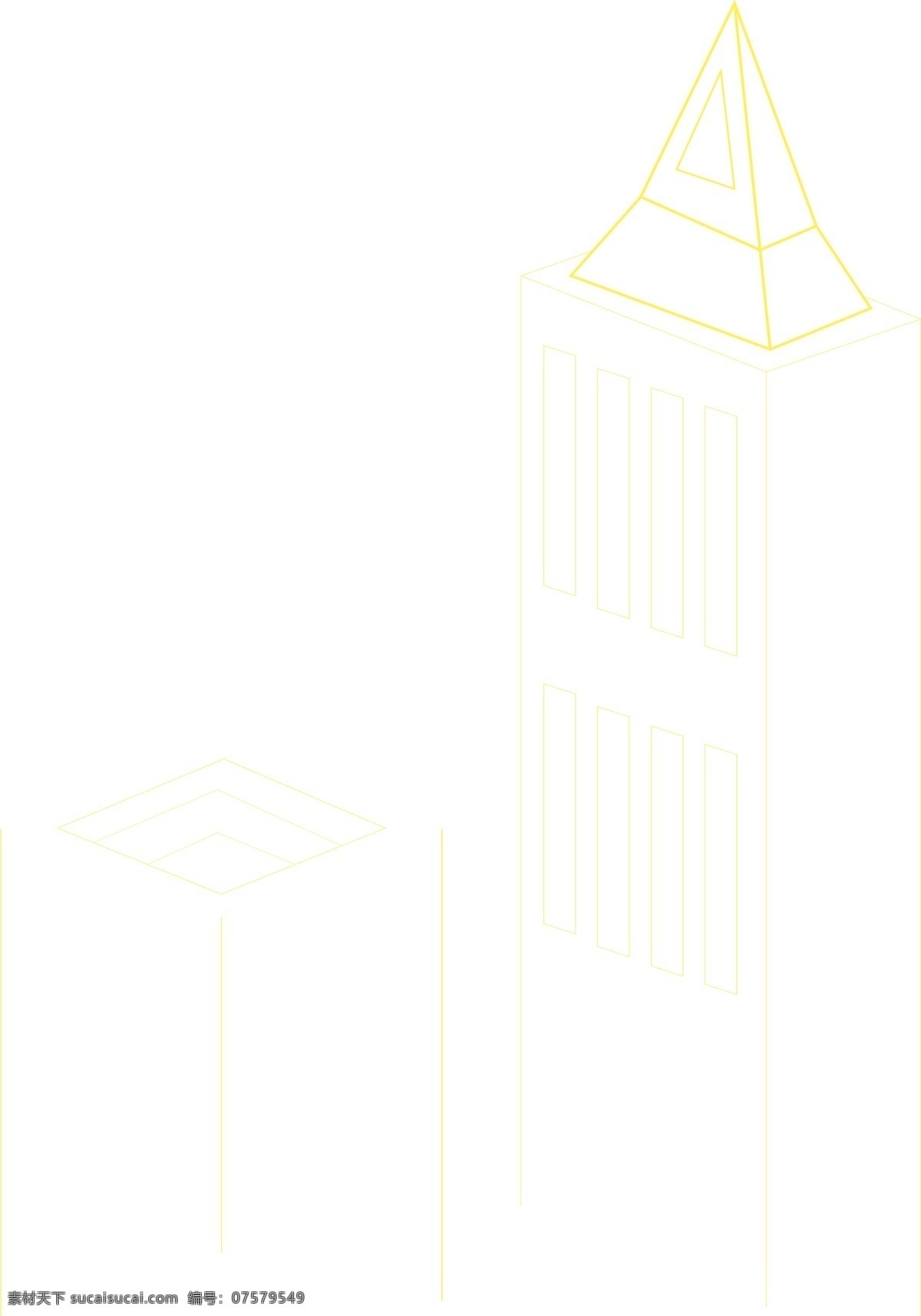 建筑物 卡通 黄色建筑物 手绘 简约 卡通建筑物 线条 组合 高楼大厦