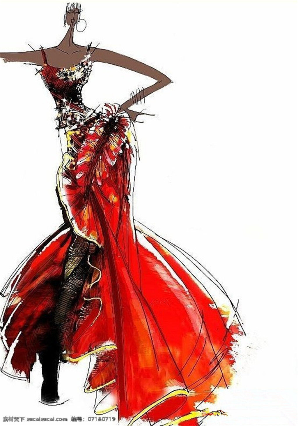 红色 吊带 长裙 设计图 服装设计 时尚女装 职业女装 职业装 女装设计 效果图 短裙 服装 服装效果图 连衣裙