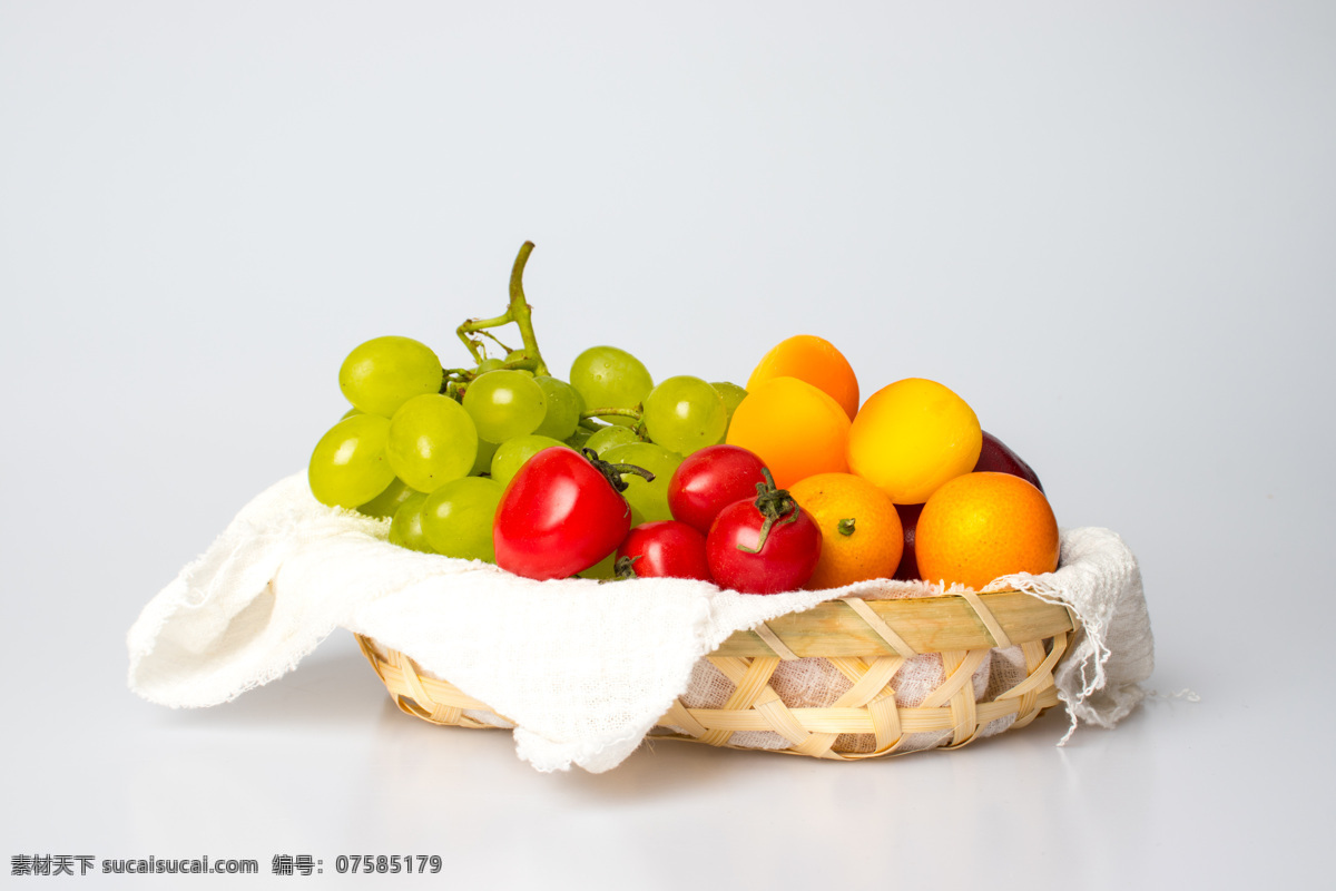 水果 多种 果篮 果实 食物 篮子 绿提 圣女果 金桔