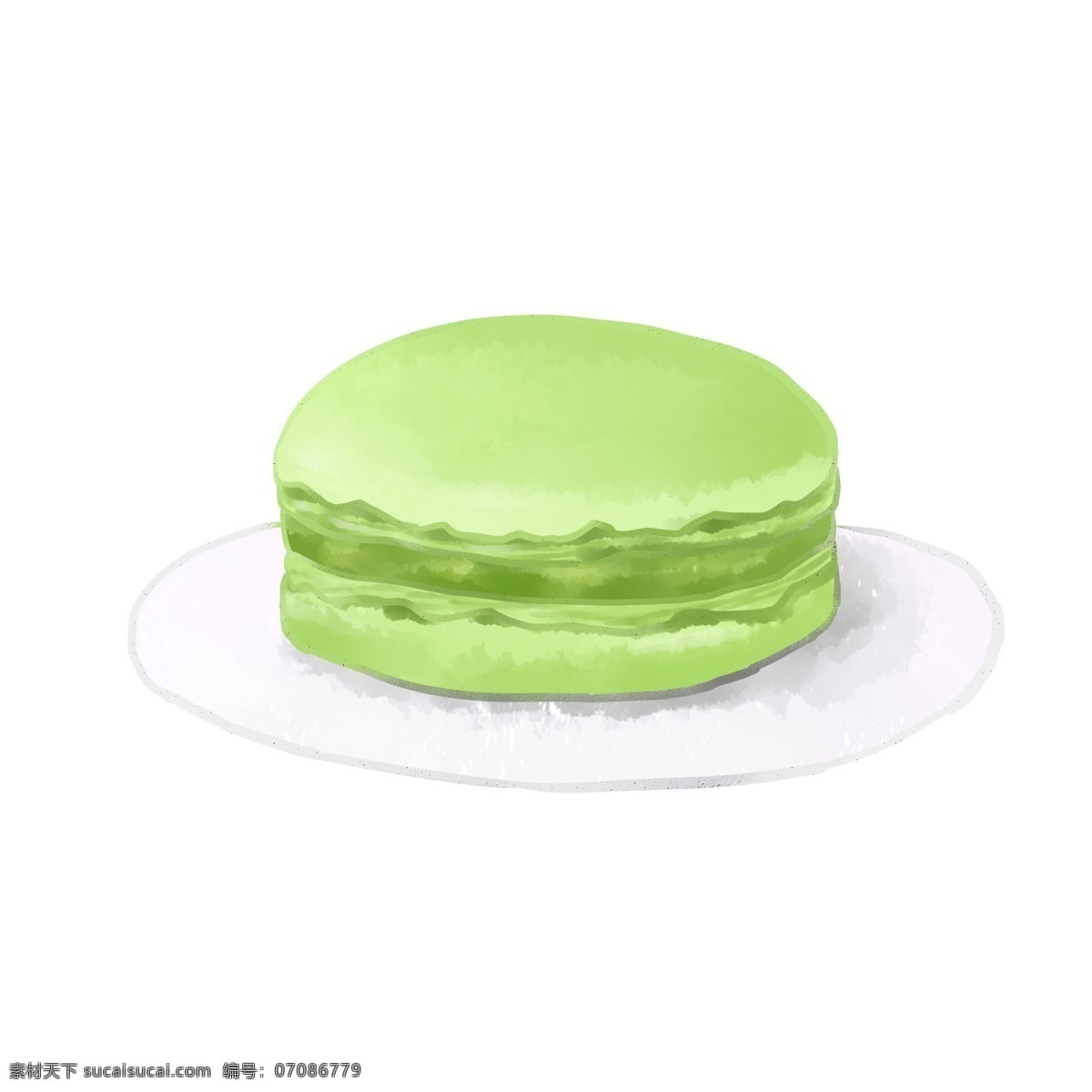 手绘 甜点 美食 抹 茶 马卡 龙 清新 可爱 绿色 商用 抹茶 马克龙 法式甜点 可商用