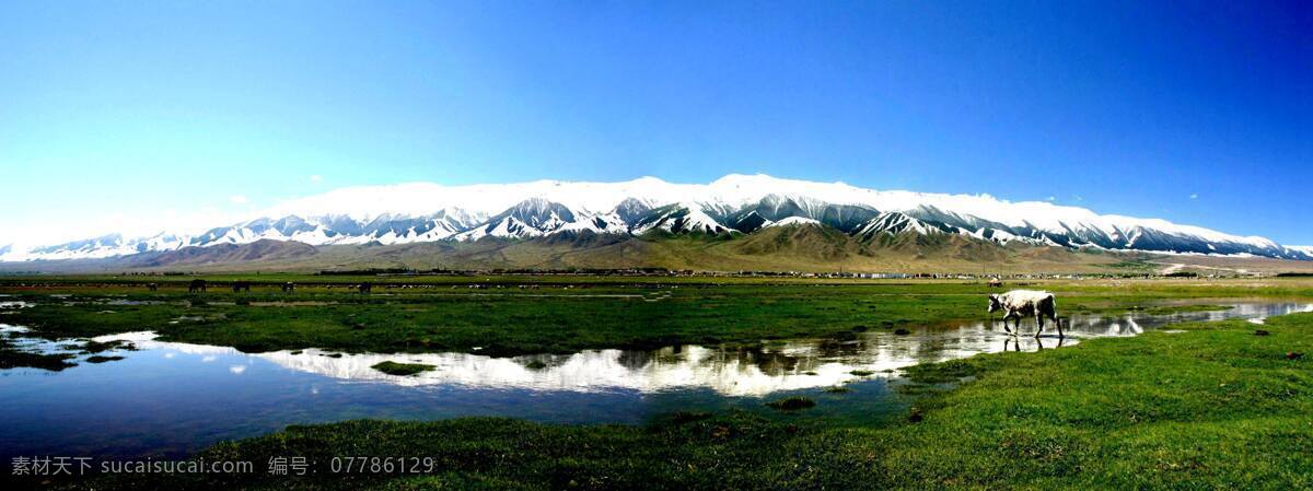 草原风光 草原 河流 湿地 蓝天 白云 自然景观 自然风景