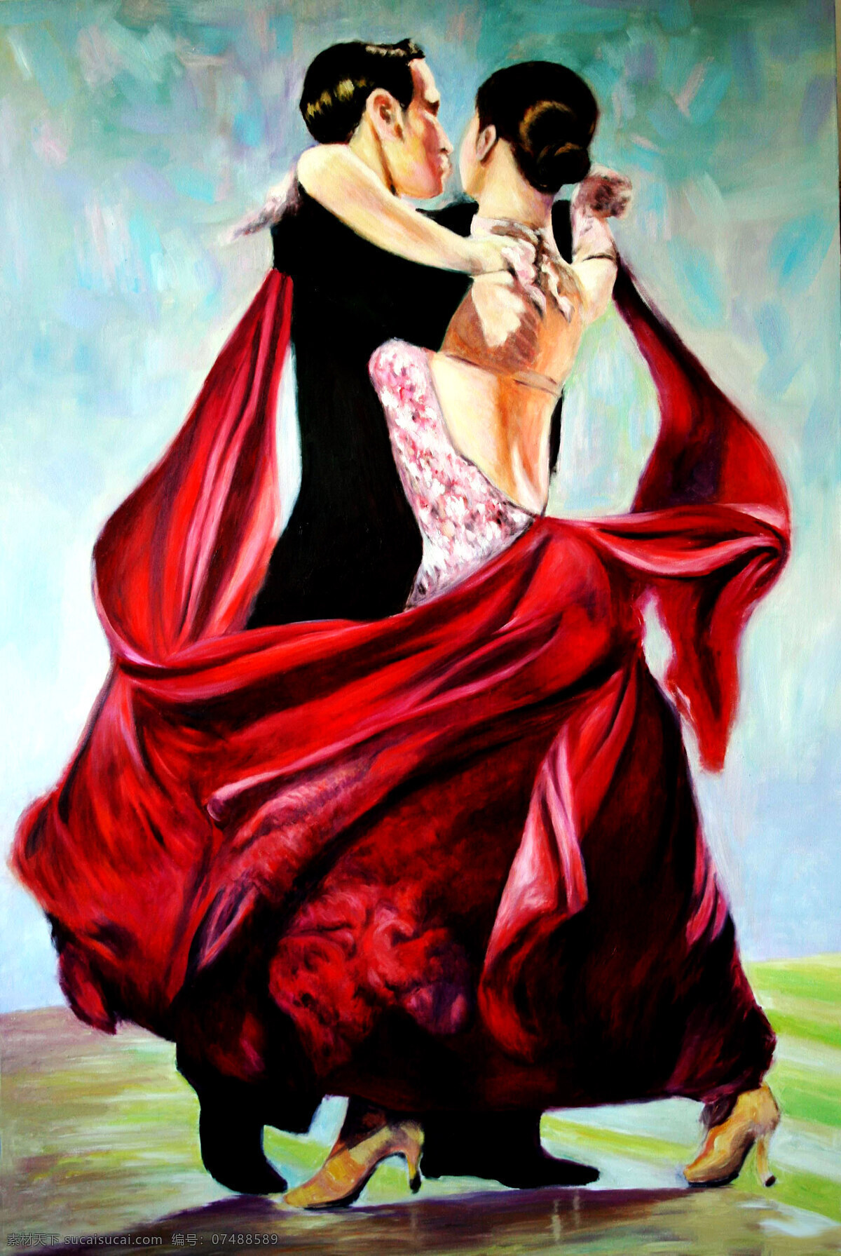 红探戈 美术 绘画 油画 男人 女人 伴侣 跳舞 动作 表情 姿势 服装 油画艺术 油画作品14 绘画书法 文化艺术