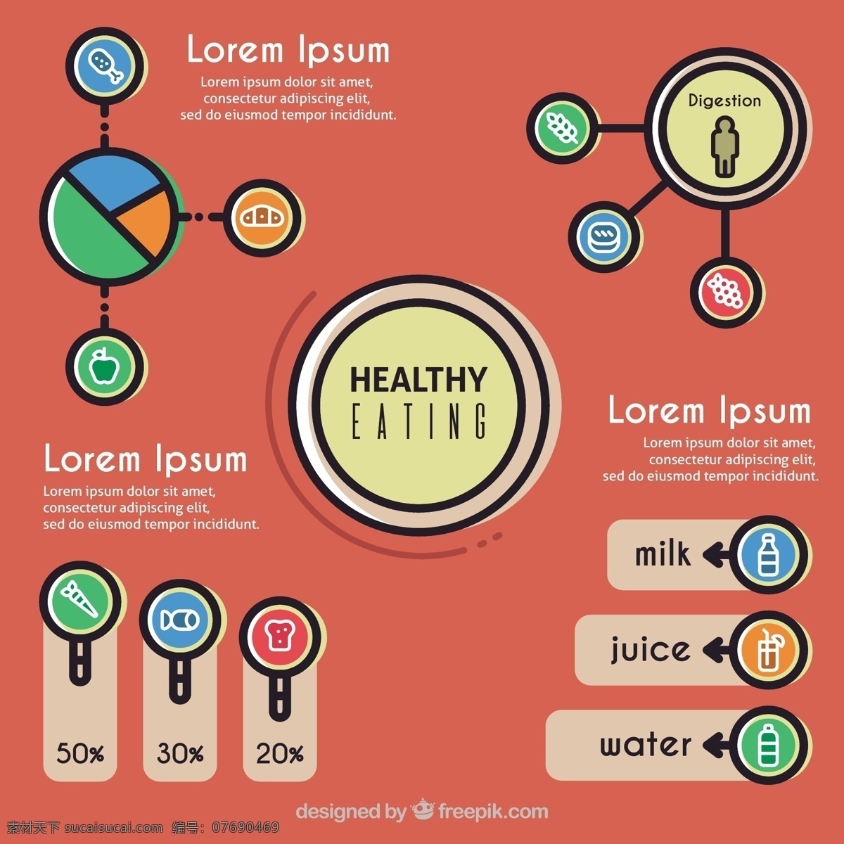 健康食品 信息 图表 元素 食品 模板 图形 图表中 数据元素 健康信息 成长 信息图形 饮食 营养 选项