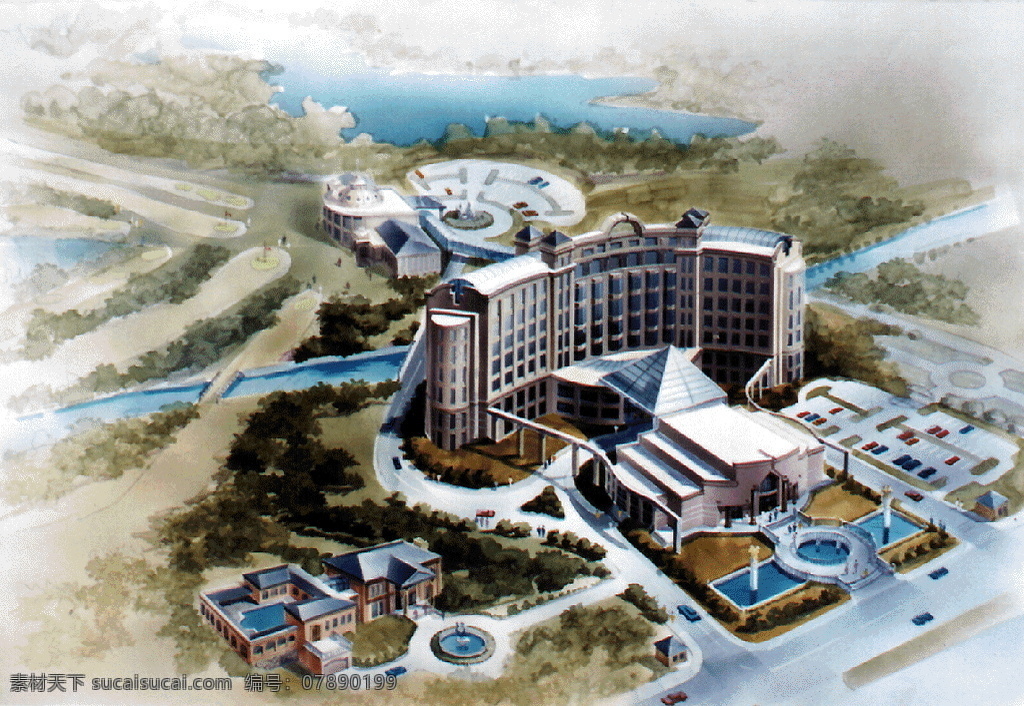 鸟瞰图 环境 渲染 草图 设计素材 手绘图纸 建筑设计 建筑装饰 白色
