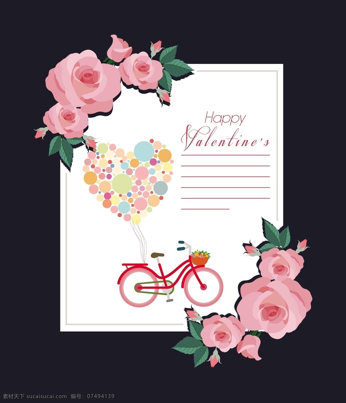 漂亮 鲜花 爱心 信纸 背景 图 广告背景 广告 背景素材 底纹背景 背景图 自行车 创意 白色背景 粉色 花卉