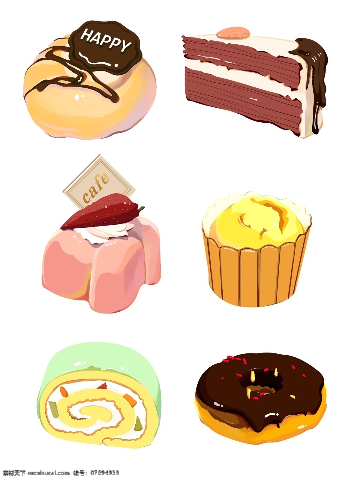 小 蛋糕 甜点 美味 美食 手绘 卡通 元素 套 图 小蛋糕 手绘蛋糕 卡通蛋糕 美味甜点 蛋糕元素