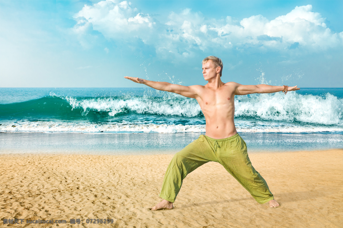沙滩 练 瑜伽 男士 大海风景 健身 海滩风景 海洋风景 欧美男性 外国男人 男人图片 人物图片