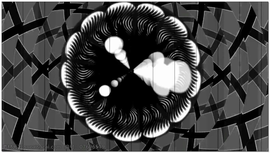 黑白 动感 视频 花朵 圆环 线条 视频素材 动态视频素材