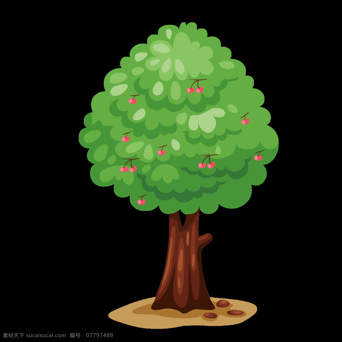 卡通装饰树木 树木 植物 苹果树 装饰 简约