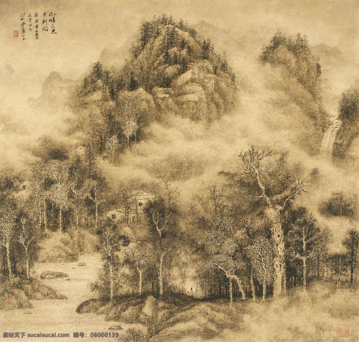 壁画 房子 风景 风景画 高山 工笔画 古代人物 古典 水墨画 设计素材 模板下载 中国 水墨 山水画 中国水墨画 山水 艺术 绘画书法 文化艺术 古典水墨画 古典画 国画 山水国画 树林 人物 瀑布 流水 山路 云海 烟雾 群山 连山 书法 家居装饰素材 山水风景画