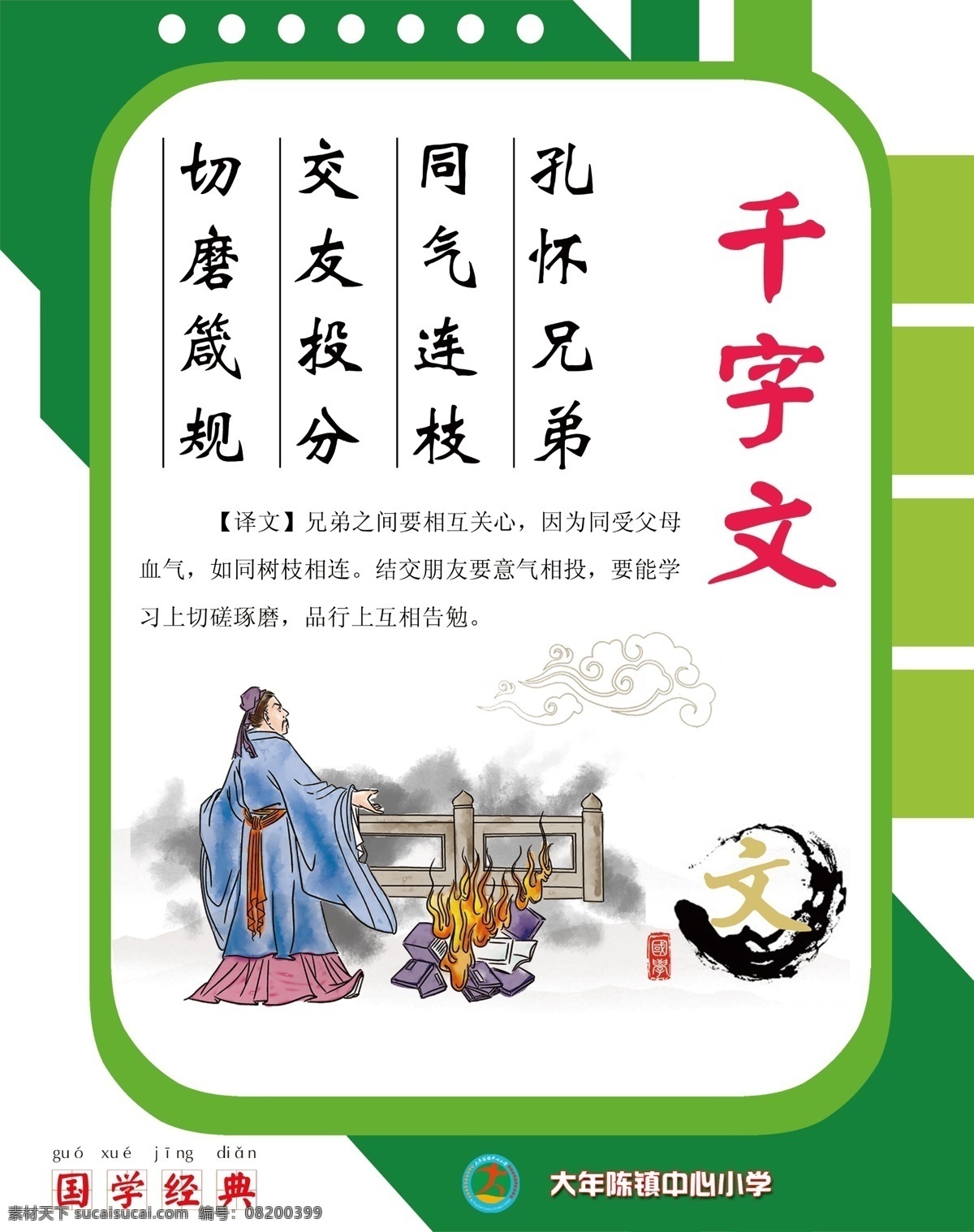 千字文 弟子规 三字经 百家 百家姓 经典古文 学校 小学 展板 走廊文化 校园文化 分层