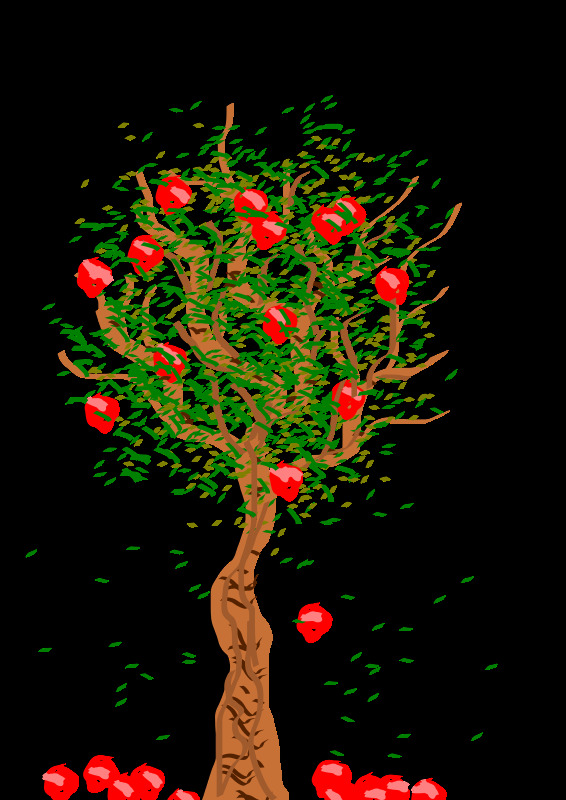 苹果树 风 木材 苹果 树 水果 叶 植物 自然 下降的 躯干 插画集